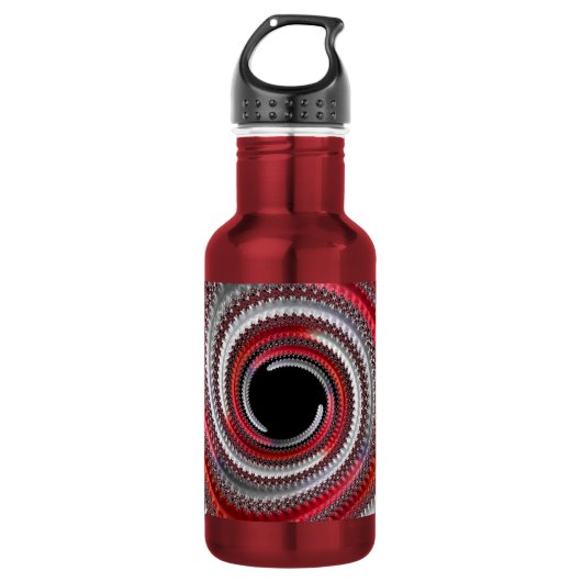 Abstraktes Rot-Schwarz-Weiß-Fraktal Edelstahlflasche (Vorderseite)