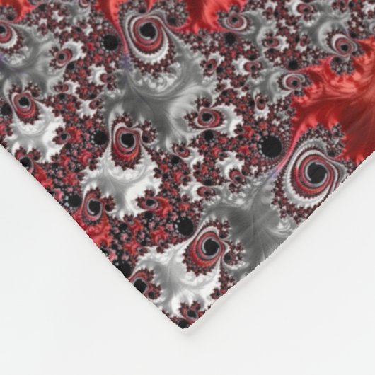 Abstraktes Rot-Schwarz-Weiß-Fraktal Fleecedecke (Ecke)
