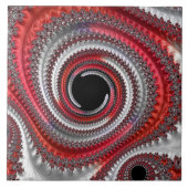 Abstraktes Rot-Schwarz-Weiß-Fraktal Fliese (Vorderseite)