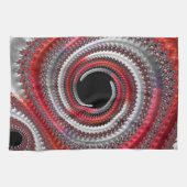 Abstraktes Rot-Schwarz-Weiß-Fraktal Geschirrtuch (Horizontal)
