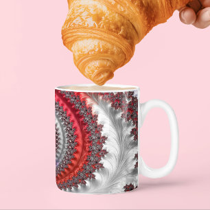 Abstraktes Rot-Schwarz-Weiß-Fraktal Kaffeetasse