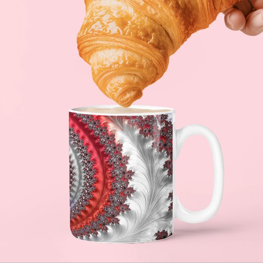 Abstraktes Rot-Schwarz-Weiß-Fraktal Kaffeetasse