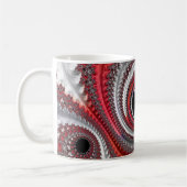 Abstraktes Rot-Schwarz-Weiß-Fraktal Kaffeetasse (Links)