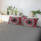 Abstraktes Rot-Schwarz-Weiß-Fraktal Kissenbezug