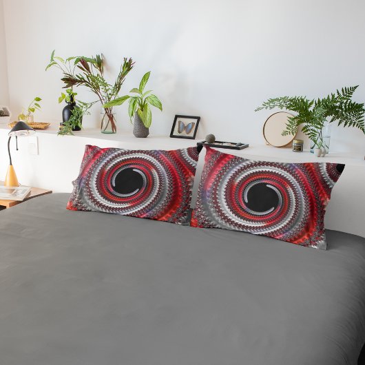 Abstraktes Rot-Schwarz-Weiß-Fraktal Kissenbezug