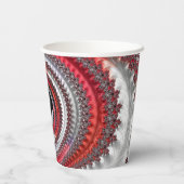 Abstraktes Rot-Schwarz-Weiß-Fraktal Pappbecher (Rückseite)