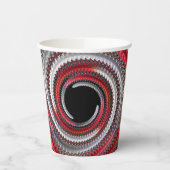 Abstraktes Rot-Schwarz-Weiß-Fraktal Pappbecher (Links)