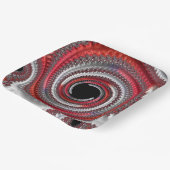 Abstraktes Rot-Schwarz-Weiß-Fraktal Pappteller (Gewinkelt)