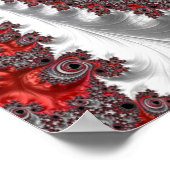 Abstraktes Rot-Schwarz-Weiß-Fraktal Poster (Ecke)