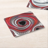 Abstraktes Rot-Schwarz-Weiß-Fraktal Rechteckiger Pappuntersetzer (angewinkelt)