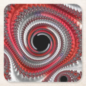 Abstraktes Rot-Schwarz-Weiß-Fraktal Rechteckiger Pappuntersetzer (Vorderseite)