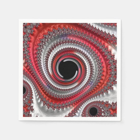 Abstraktes Rot-Schwarz-Weiß-Fraktal Serviette (Vorderseite)