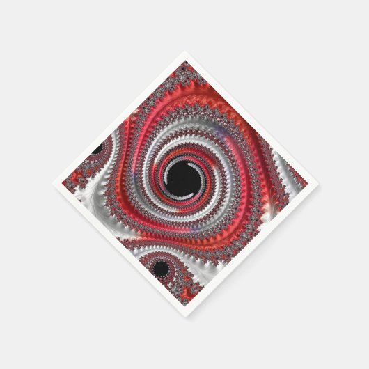 Abstraktes Rot-Schwarz-Weiß-Fraktal Serviette (Ecke)