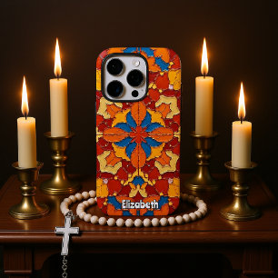 Abstraktes Rot- und Gelbmosaik iPhone 16 Pro Hülle