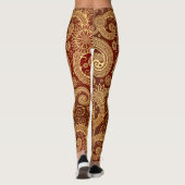 Abstraktes Rot- und Goldmuster Leggings (Rückseite)