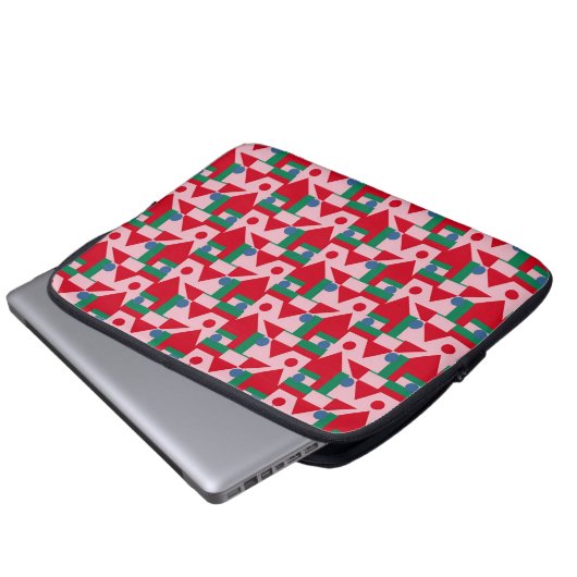 Abstraktes Rot- und Rosa Muster mit Punkten Laptopschutzhülle (Vorne Knopf)