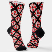 Abstraktes Rot-Weiß-Muster Socken (Gewinkelt)