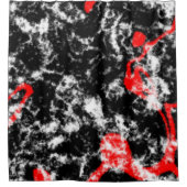 Abstraktes Rot-, Weiß- und Schwarz-Marmor Duschvorhang (Vorderseite)