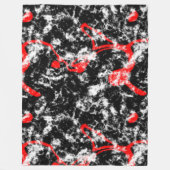 Abstraktes Rot-, Weiß- und Schwarz-Marmor Fleecedecke (Vorderseite)