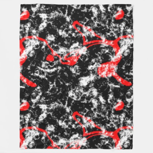 Abstraktes Rot-, Weiß- und Schwarz-Marmor Fleecedecke (Vorderseite)