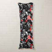 Abstraktes Rot-, Weiß- und Schwarz-Marmor Seitenschläferkissen (Vorderseite Vertikal)