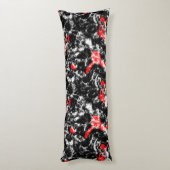 Abstraktes Rot-, Weiß- und Schwarz-Marmor Seitenschläferkissen (Rückseite (Vertikal))