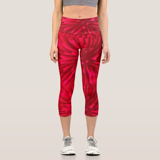ABSTRAKTES ROTES ASTRAL-BILD CAPRI LEGGINGS (Vorderseite)