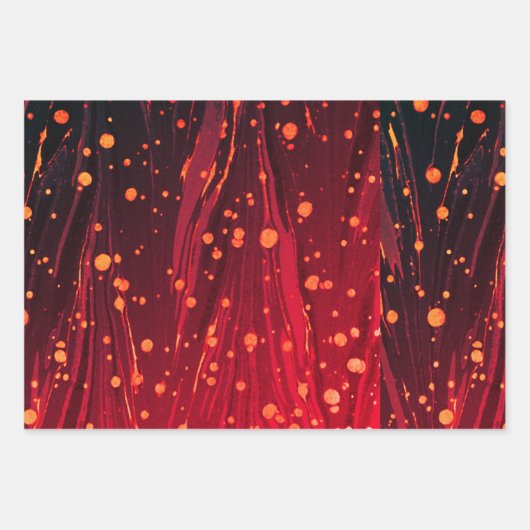 ABSTRAKTES ROTES BLAUENPAPIER, GOLDSPLASHEN GESCHENKPAPIER SET (Vorderseite 3)