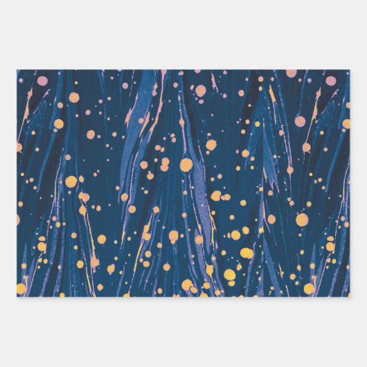 ABSTRAKTES ROTES BLAUENPAPIER, GOLDSPLASHEN GESCHENKPAPIER SET (Vorderseite 2)