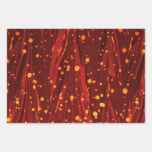 ABSTRAKTES ROTES BLAUENPAPIER, GOLDSPLASHEN GESCHENKPAPIER SET (Vorderseite)