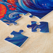 Abstraktes rotes blaues Mohnfeld mit Bienen Puzzle (Seite)