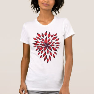 Abstraktes rotes Blumen-Gekritzel-Zeichnen T-Shirt