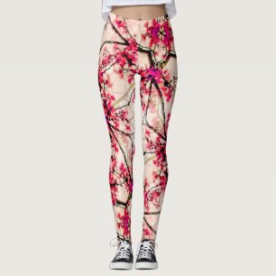 Abstraktes rotes Blumenmuster Nahtloses Muster Leggings