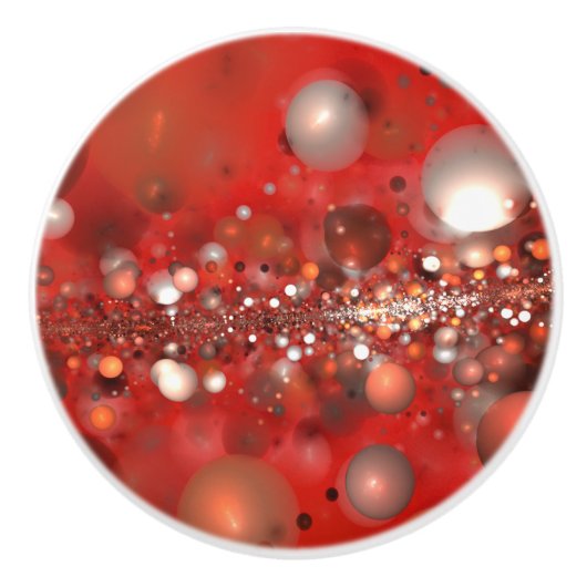 Abstraktes rotes Fraktal Keramikknauf (Vorderseite)