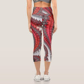 Abstraktes Rotes Gradient Spiral Fraktal Capri Leggings (Rückseite)