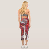 Abstraktes Rotes Gradient Spiral Fraktal Capri Leggings (Rückseite)