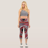 Abstraktes Rotes Gradient Spiral Fraktal Capri Leggings (Vorderseite)