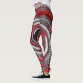 Abstraktes Rotes Gradient Spiral Fraktal Leggings (Links)