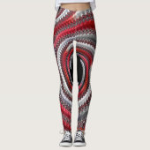 Abstraktes Rotes Gradient Spiral Fraktal Leggings (Vorderseite)