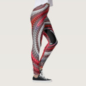 Abstraktes Rotes Gradient Spiral Fraktal Leggings (Rechts)