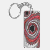 Abstraktes Rotes Gradient Spiral Fraktal Schlüsselanhänger (Vorderseite links)