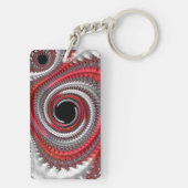 Abstraktes Rotes Gradient Spiral Fraktal Schlüsselanhänger (Rückseite)