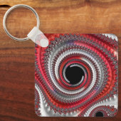 Abstraktes Rotes Gradient Spiral Fraktal Schlüsselanhänger (Vorderseite)