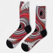 Abstraktes Rotes Gradient Spiral Fraktal Socken (Linkes Detail)