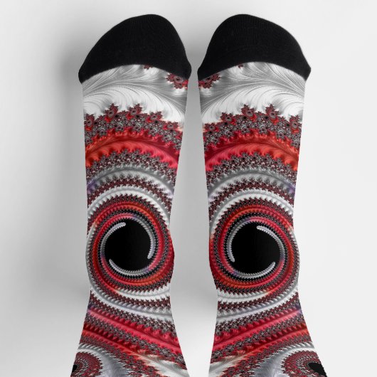 Abstraktes Rotes Gradient Spiral Fraktal Socken (Oben)