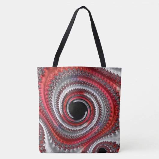 Abstraktes Rotes Gradient Spiral Fraktal Tasche (Vorderseite)