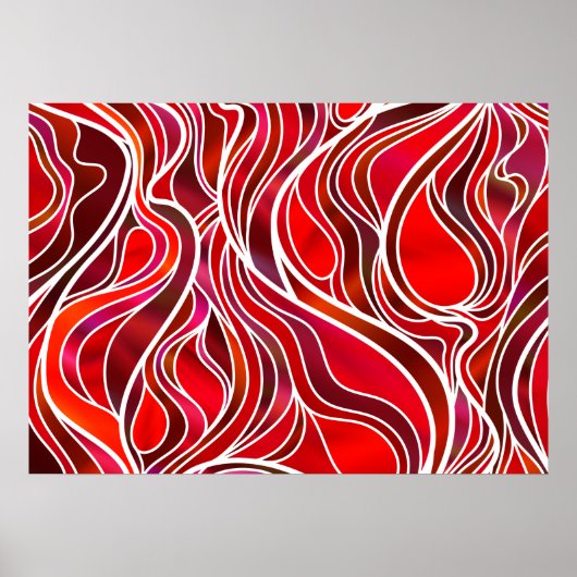 Abstraktes Rotes Hartglas Poster (Vorne)