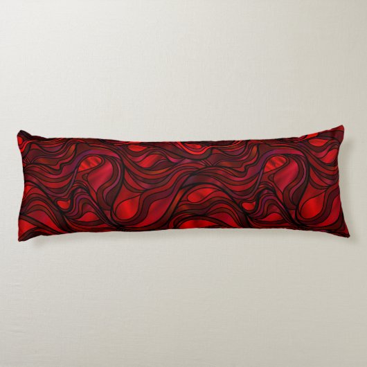 Abstraktes Rotes Hartglas Seitenschläferkissen (Rückseite)