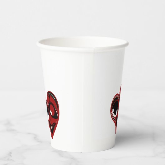 Abstraktes, rotes Herz Pappbecher (Rechts)