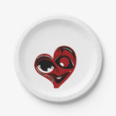 Abstraktes, rotes Herz Pappteller (Vorderseite)